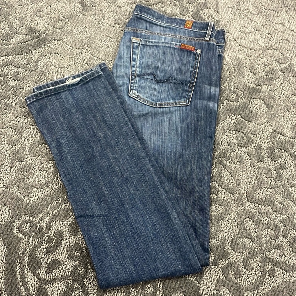 7 For All Mankind Blue Straight Leg Jeans